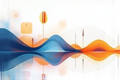 Abstract representation of audio waves and retail branding