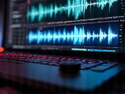 Audio waveforms on a computer screen