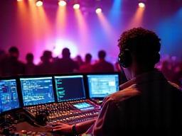 Audio engineer at a live event mixing desk